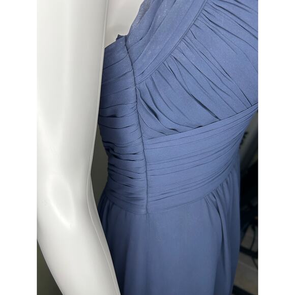 Bill Levkoff Bridesmaid Prom Formal Holiday Cocktail Navy Blue Halter Dress Sz 8 - Picture 5 of 15
